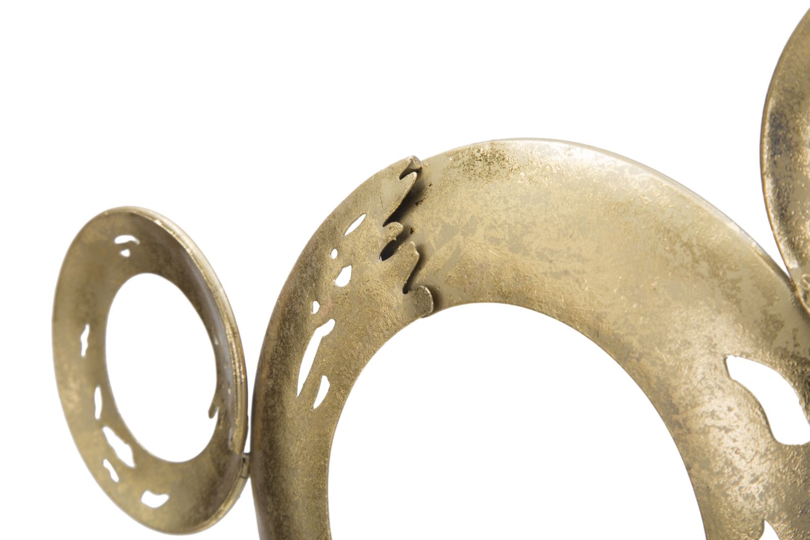 Scultura in metallo dorata con base nera cm 49x7x41