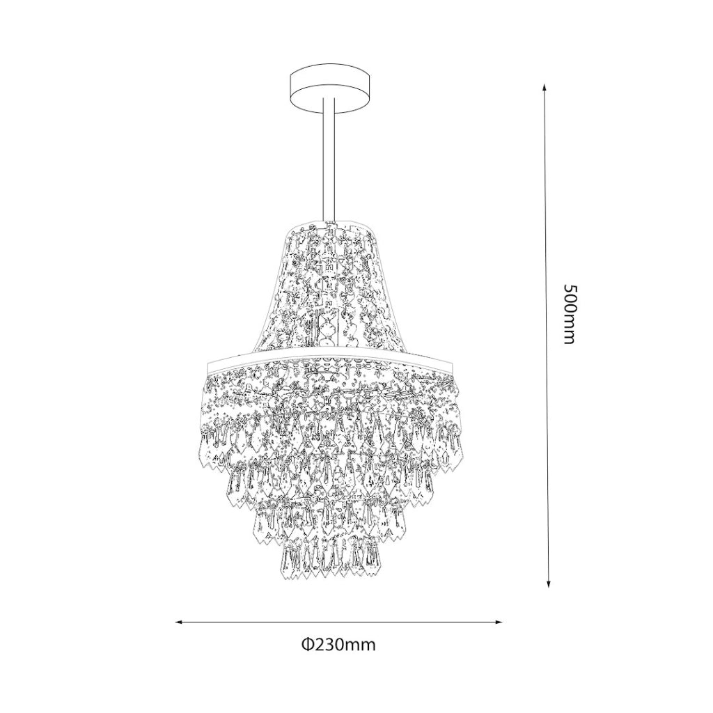Lampadario glamour cristallo nero E27 60W CORAL Milagro