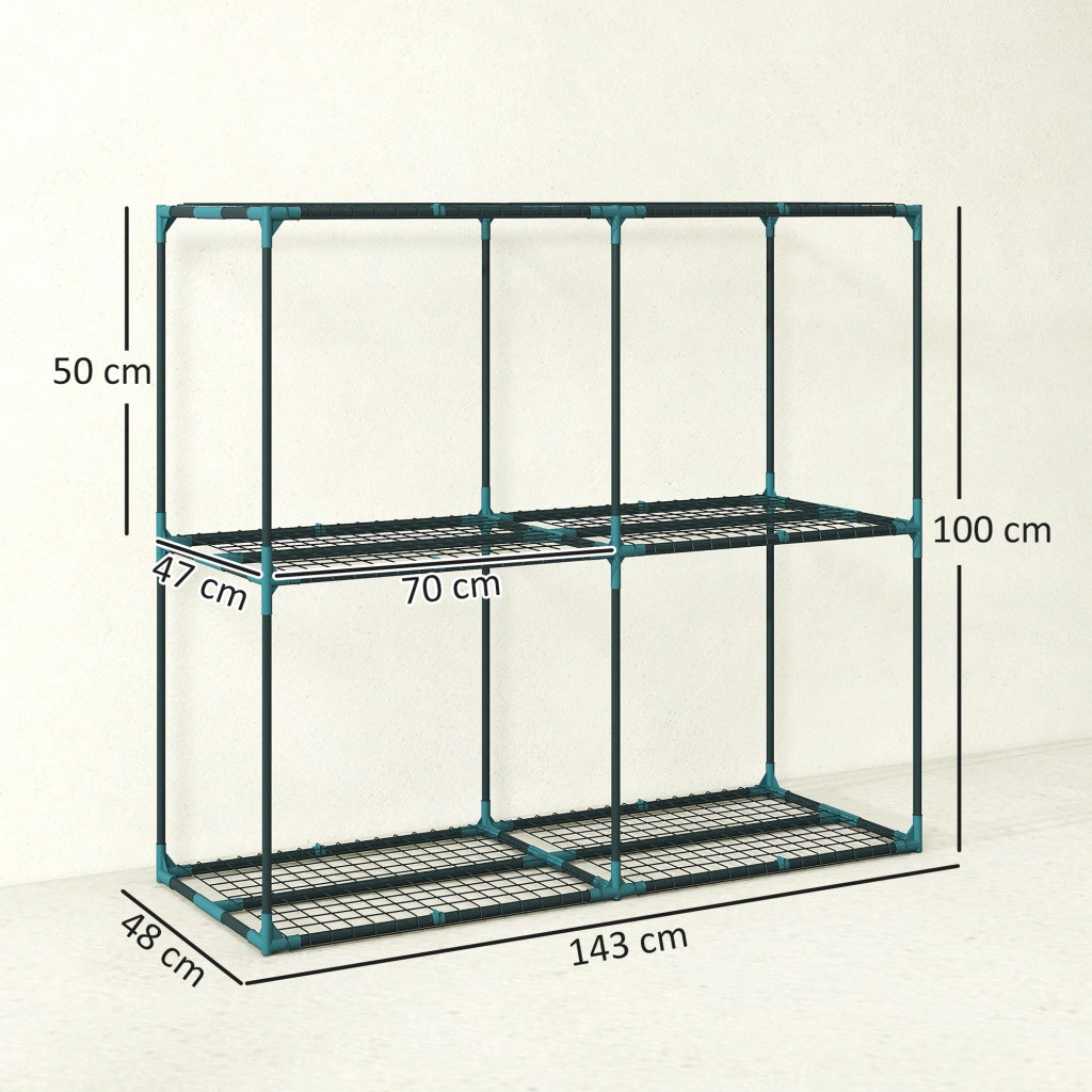 Portapiante a 3 Livelli ¨C Minimal ¨C Verde Scuro, Acciaio e Plastica, 143x48x100 cm