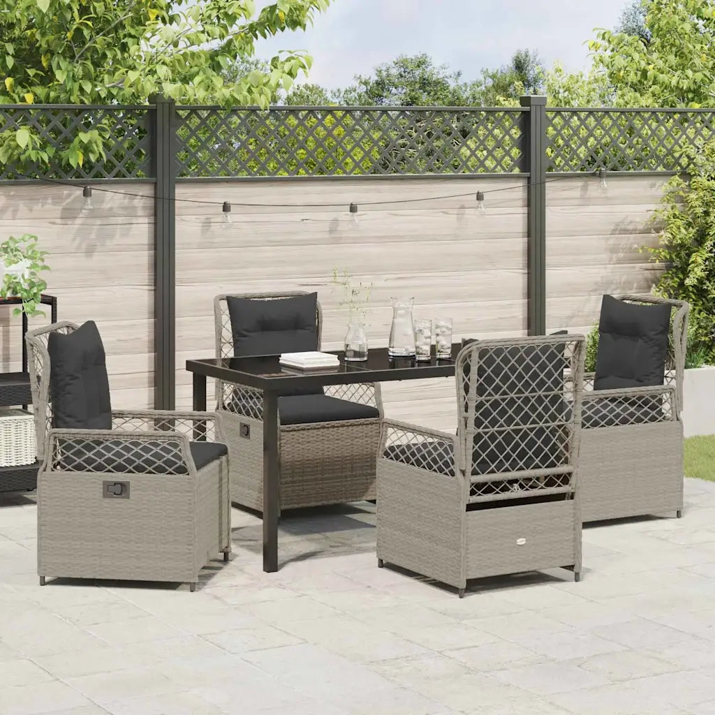 Set da Pranzo per Giardino 5 pcs Grigio chiaro polyrattan