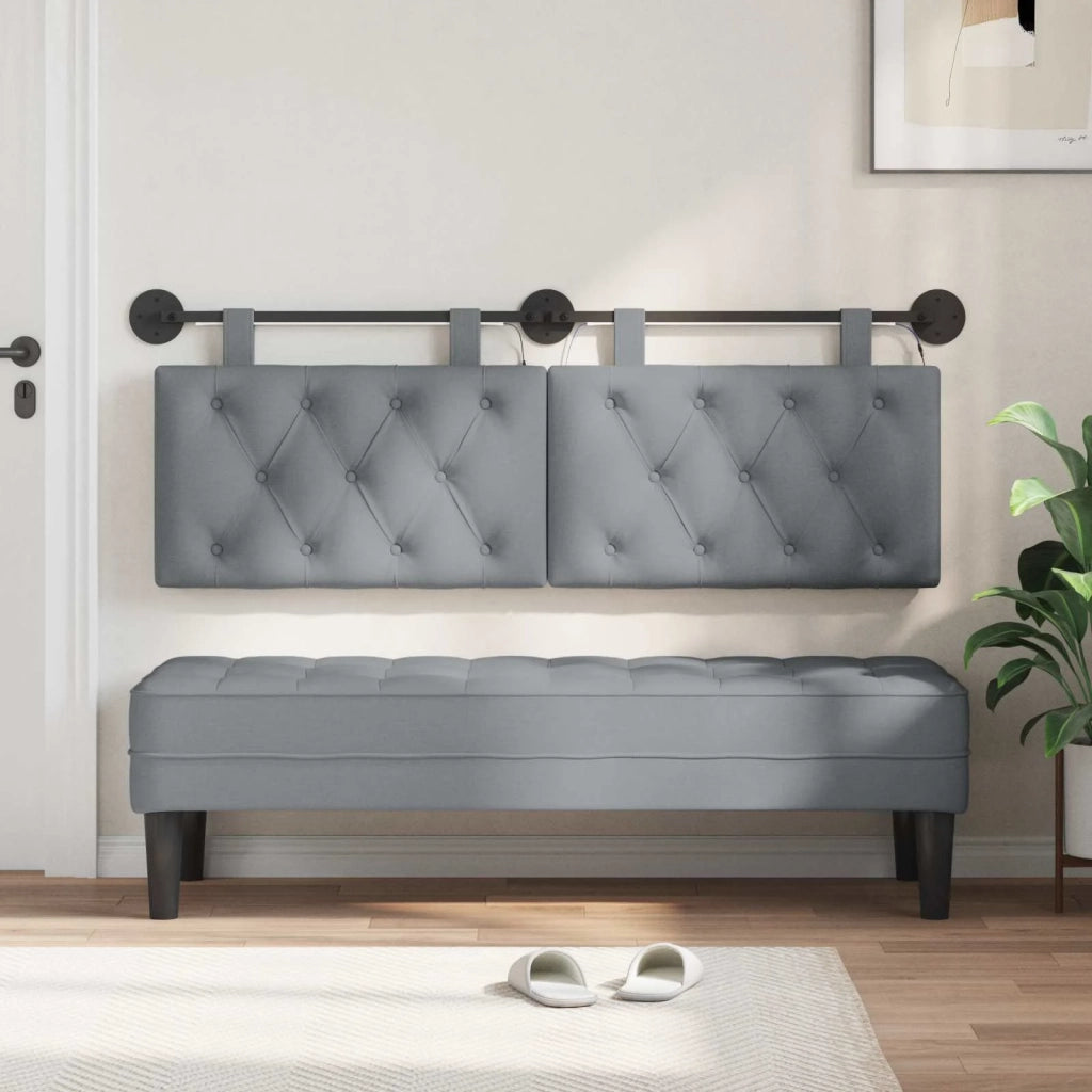 Testiera | Testata sospesa Con luce LED Grigio Chiaro Tessuto