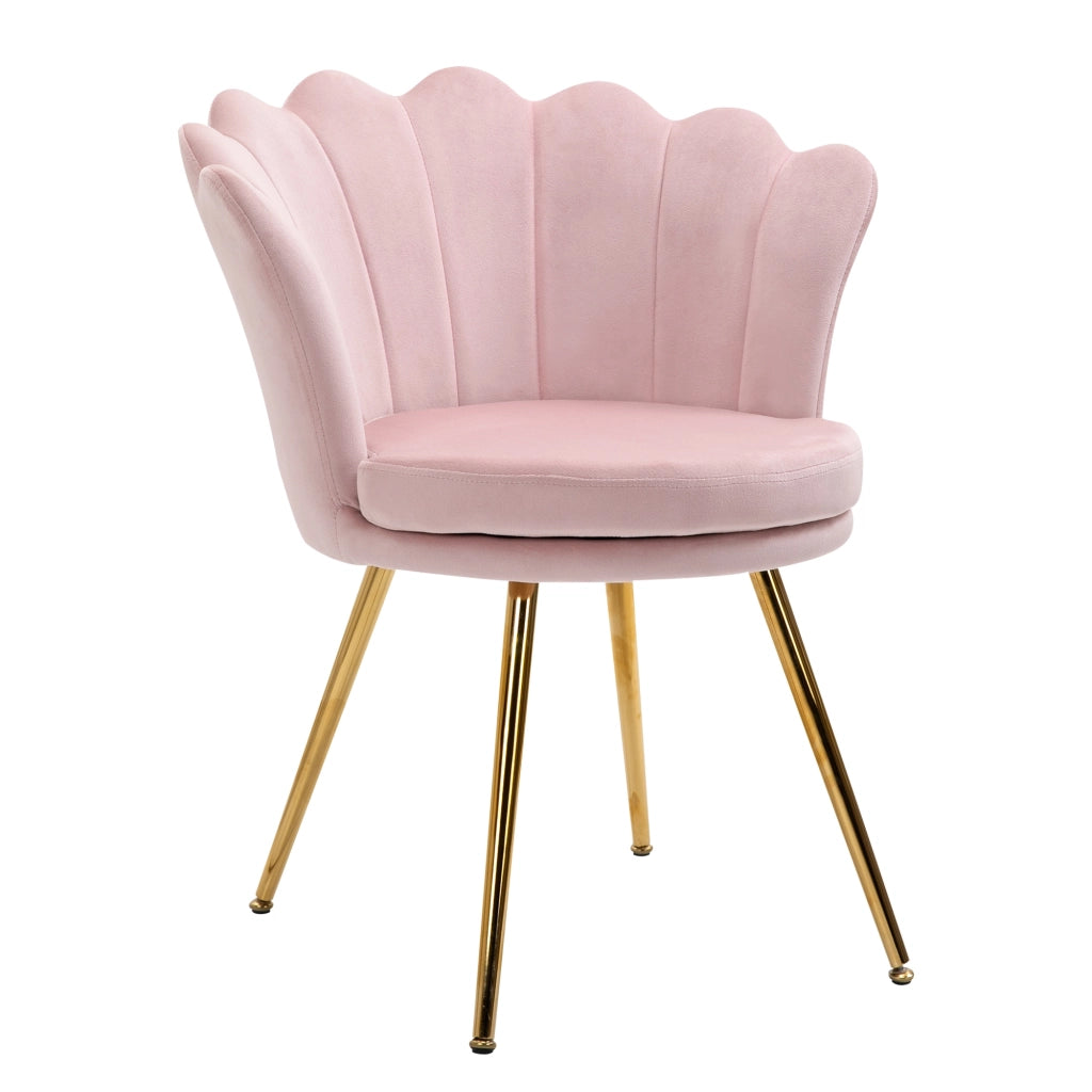 Poltrona in velluto con gambe in metallo dorato ¨C Minimal ¨C 67x64x77 cm rosa