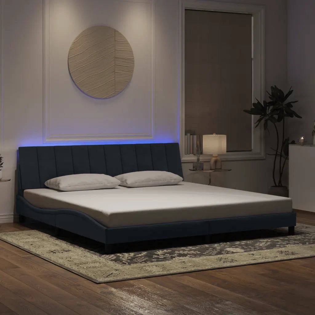 Giroletto con LED senza Materasso Hanko Grigio Scuro 200x200 cm in Velluto