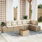 Set Divano da Giardino 7 pcs Beige e Crema polyrattan