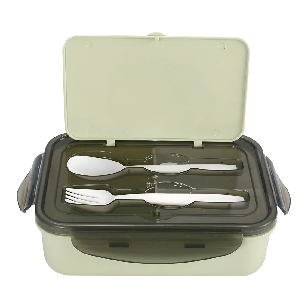 Contenitore per alimenti da 1,3 L CF-5031 con cucchiaio e forchetta Verde Cheffinger