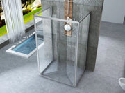 Box doccia Cristallo 6 mm 3 lati - Due Fissi piu' porta Saloon Trasparente - Misura: 60 x 130 x 60 x190h