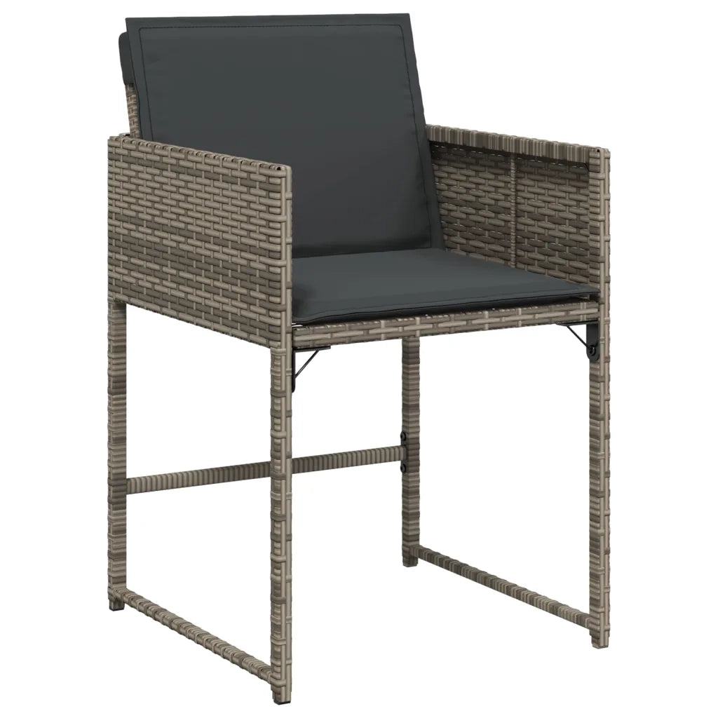 Set da Pranzo da Giardino 11pz con Cuscini in Polyrattan Grigio 3278065