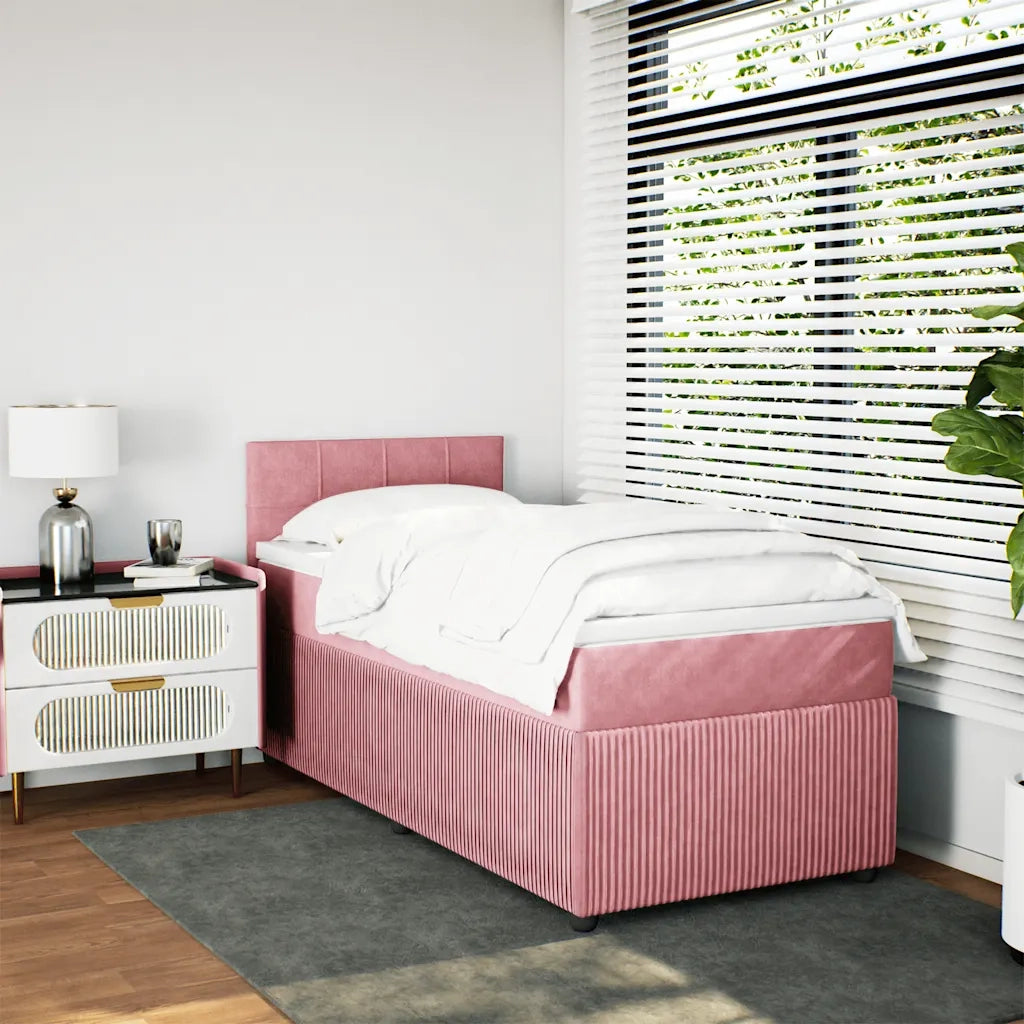 Giroletto a Molle con Materasso Rosa 80x200 cm in Velluto 3287595