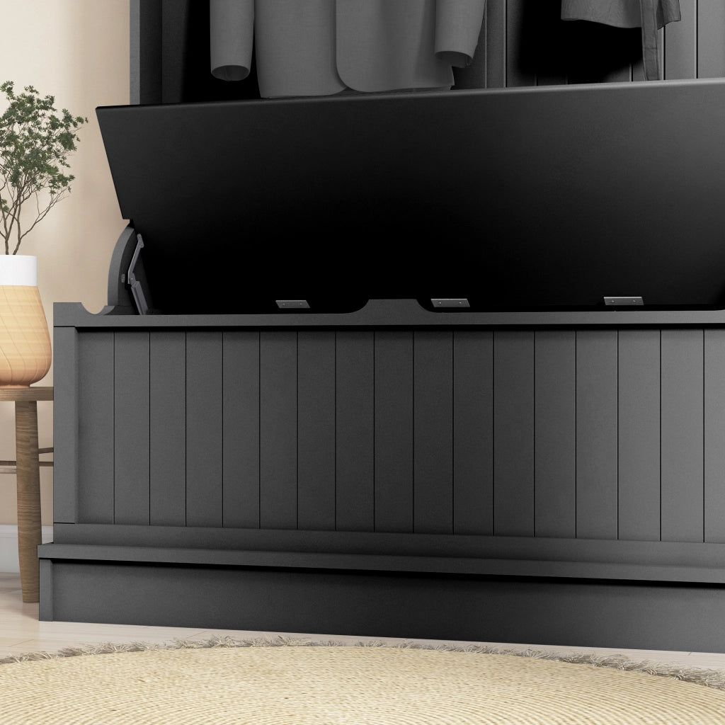 Scarpiera con Banco e 5 Ganci ¨C Minimal ¨C 96x34x180 cm Nero Moderno