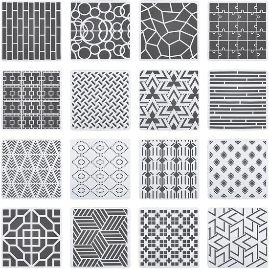 Stencilli Geometrici 16 Pezzi - Sfondi per Pittura