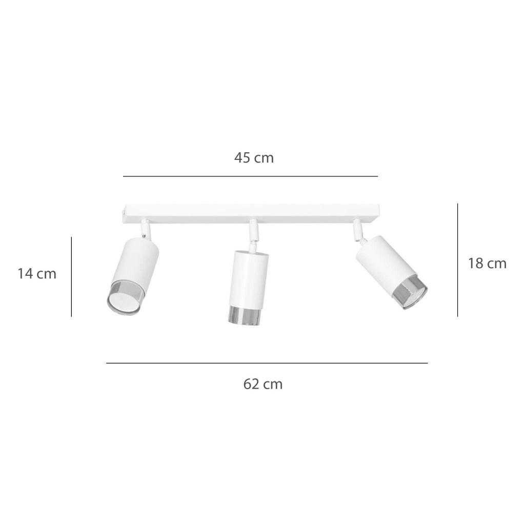 Plafoniera Emibig HIRO 3 faretti GU10 bianco cromo