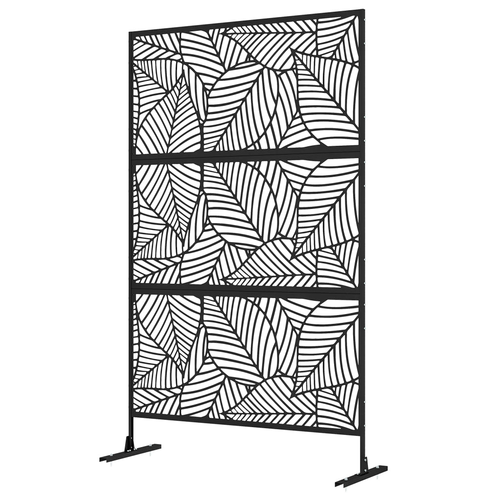 Paravento Separatore 3 Pannelli Design Foglie ¨C Xylo ¨C Nero 122x198 cm