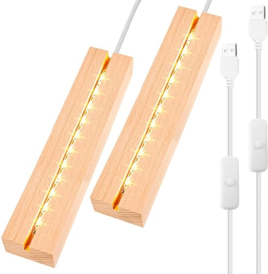 Set di 2 basi per display LED in legno