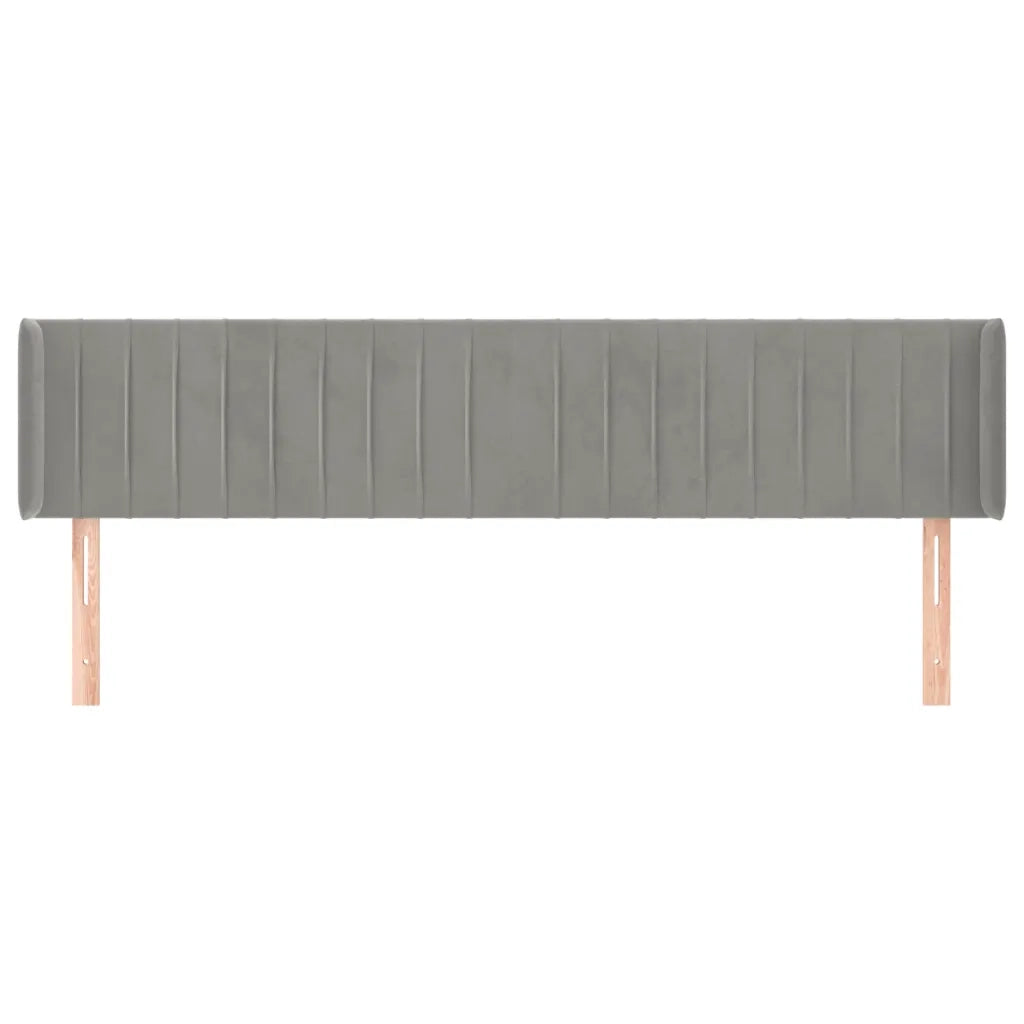 Testiera ad Orecchio-Testata con Orecchie Grigio Chiaro 203x16x78/88 cm in Velluto 589377