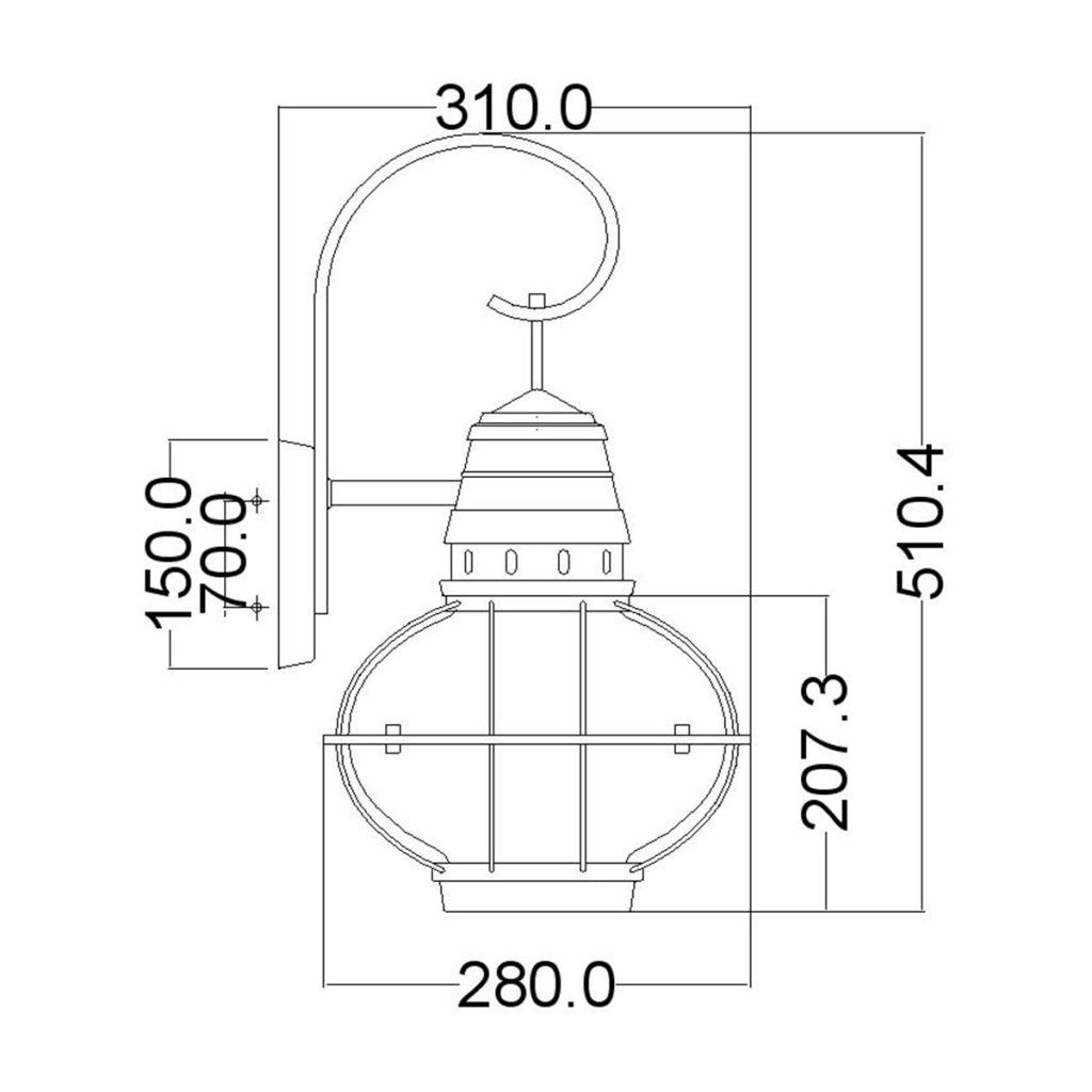 Applique esterna Bridge Point Kichler ottone E27 IP44