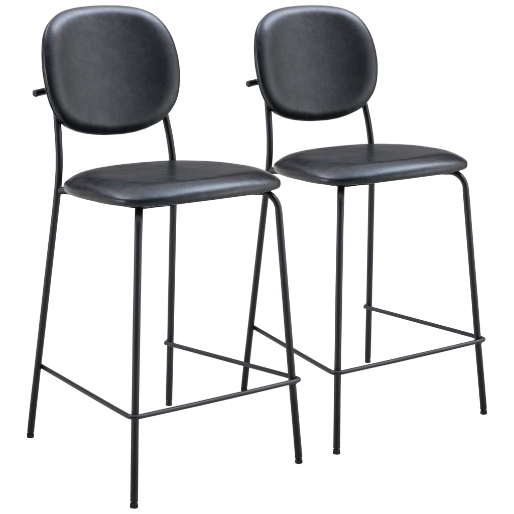 Set di 2 sgabelli da bar EDMOND in similpelle nera