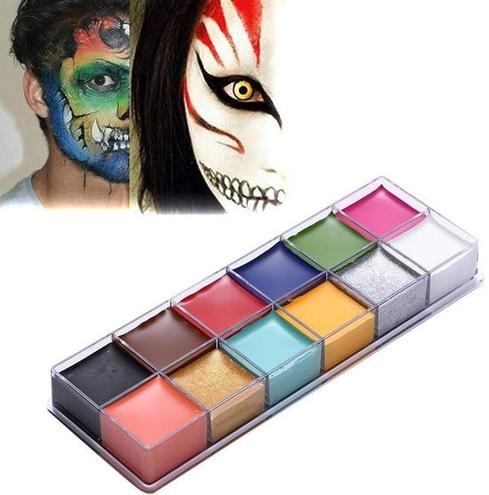 Palet di trucco 12 colori - Lichaams colorazione professionale - Olio di colore - Costumi Halloween - Senza danni cutanei - Facile da rimuovere - Colorazione del corpo