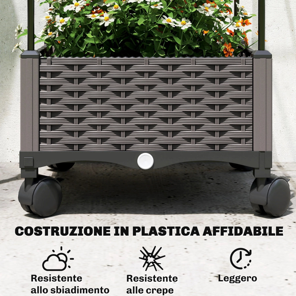 Fioriera Rialzata con Traliccio ¨C Minimal ¨C Nero, Metallo, PE, PP, 185 cm