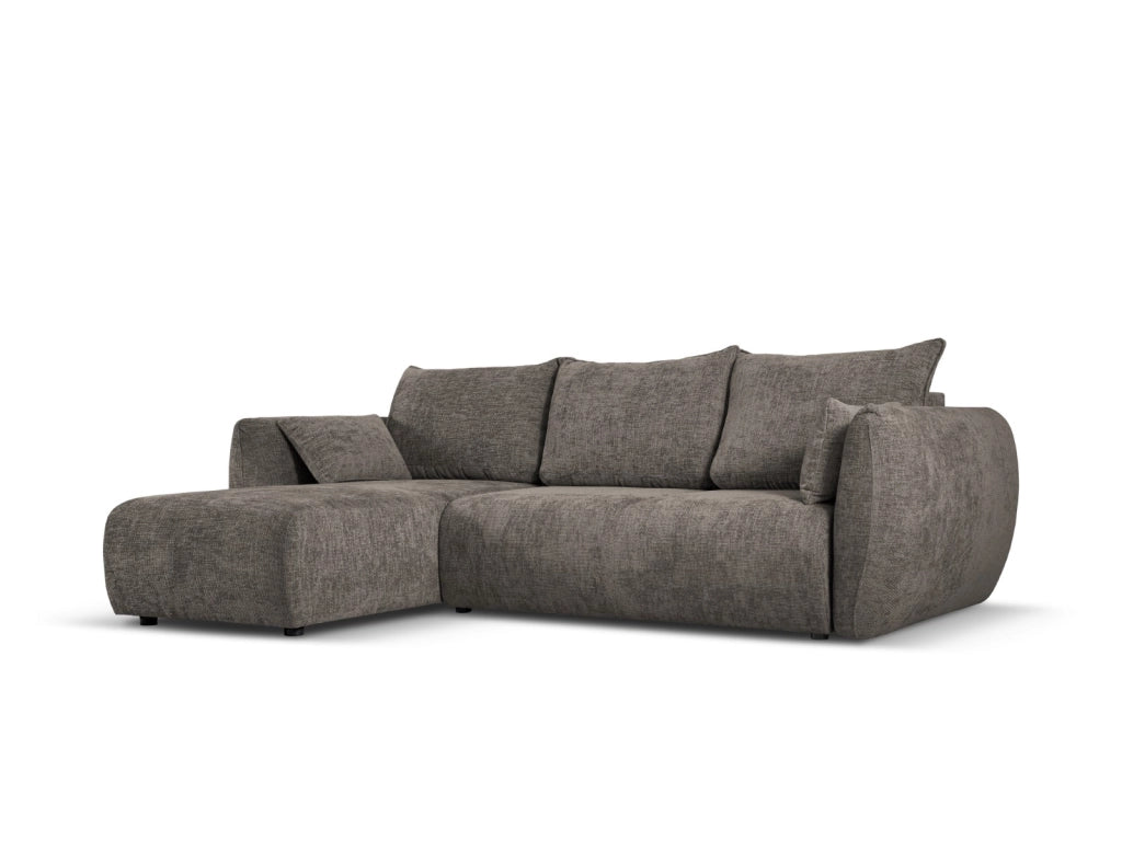 Cosmopolitan Design - Divano convertibile angolare sinistro con contenitore "Matera" 4 posti in ciniglia grigio 