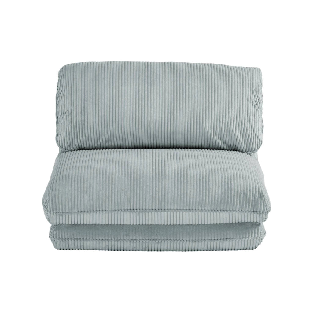 Poltrona letto convertibile velluto a coste grosse coste, blu chiaro