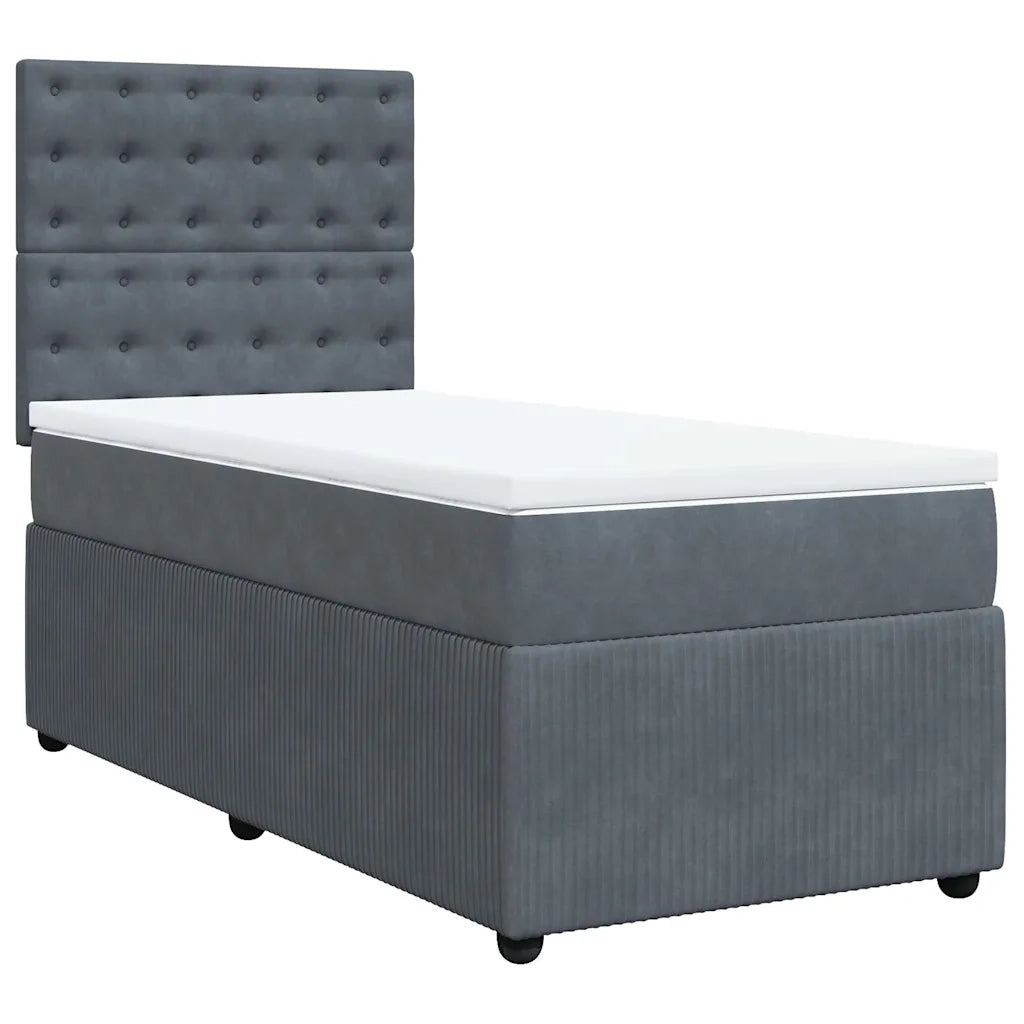 Giroletto a Molle con Materasso Grigio Scuro 80x200 cm Velluto