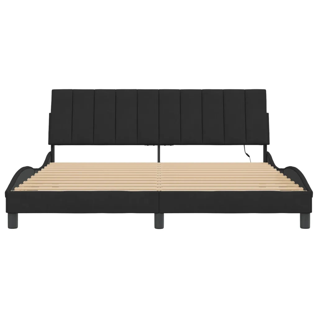 Giroletto con LED senza Materasso Hanko Nero 180x200 cm in Velluto 3213795