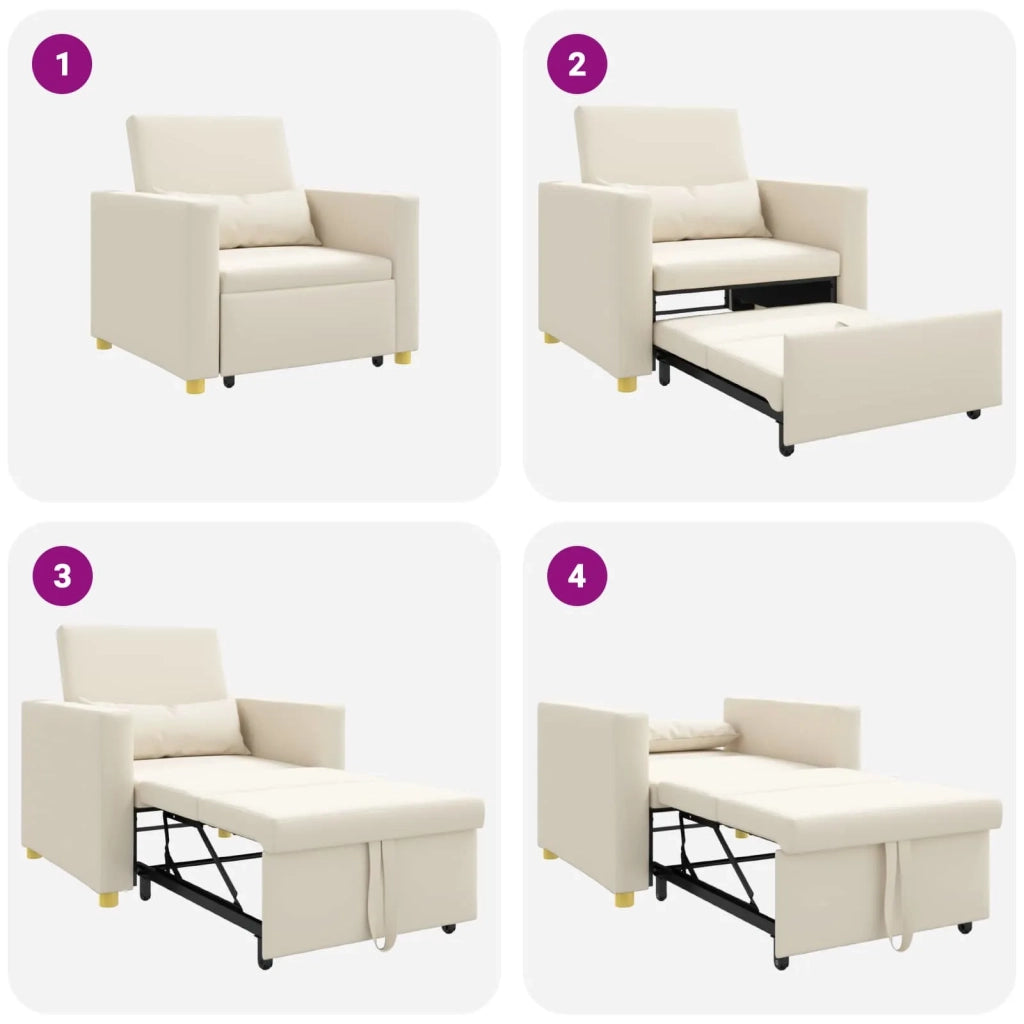 Divano letto estraibile singolo Bianco crema 90 x 165 x 87 cm 42002696