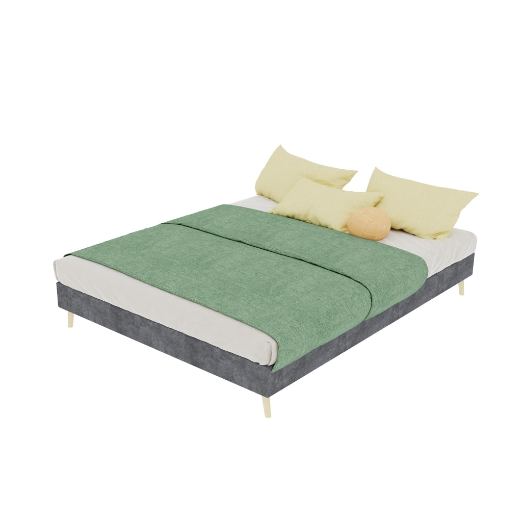 LETTO 140x200 cm Velluto olandese Grigio con testiera alta