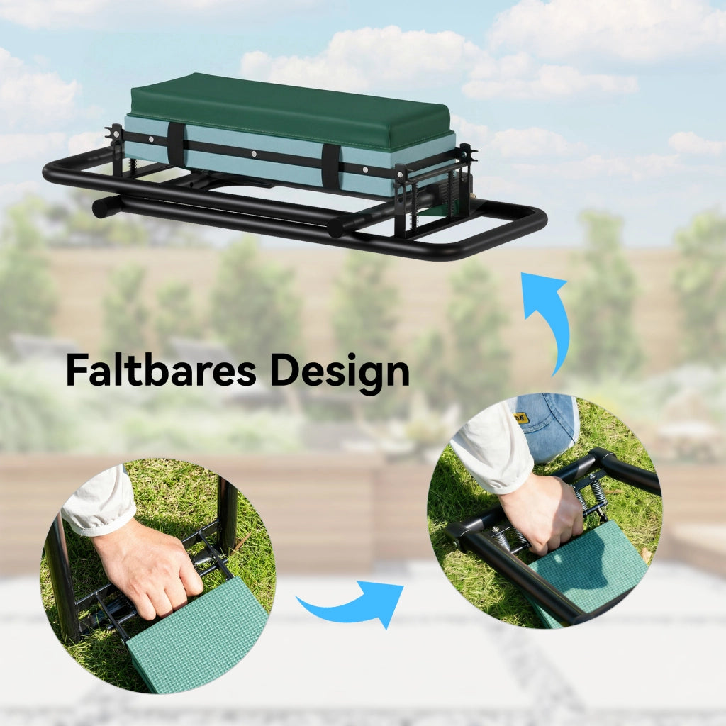 Cuscino ginocchia giardino con sedile pieghevole ¨C Xylo ¨C 150 kg acciaio nero