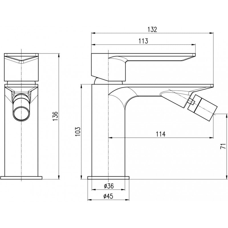 NIL miscelatore bidet freestanding in ottone dorato senza sifone