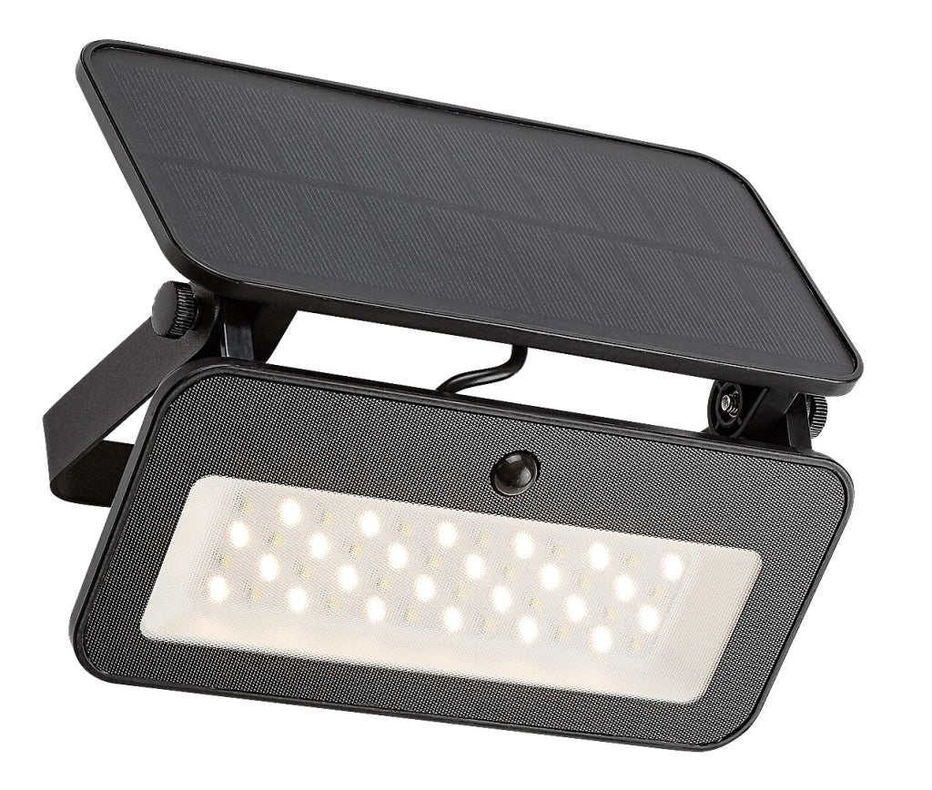 Faretto solare LED 8W con sensore PIR IP65 nero Rabalux