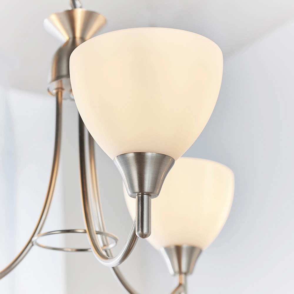 Sospensione classica Alton cromo satinato opalina 3xE14