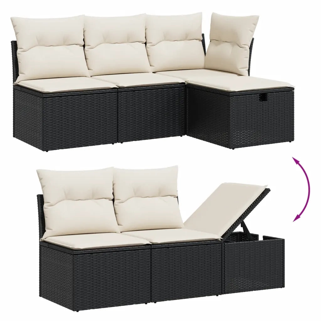 Set Divani da Giardino con Cuscini 7pz Nero Polyrattan 3265172