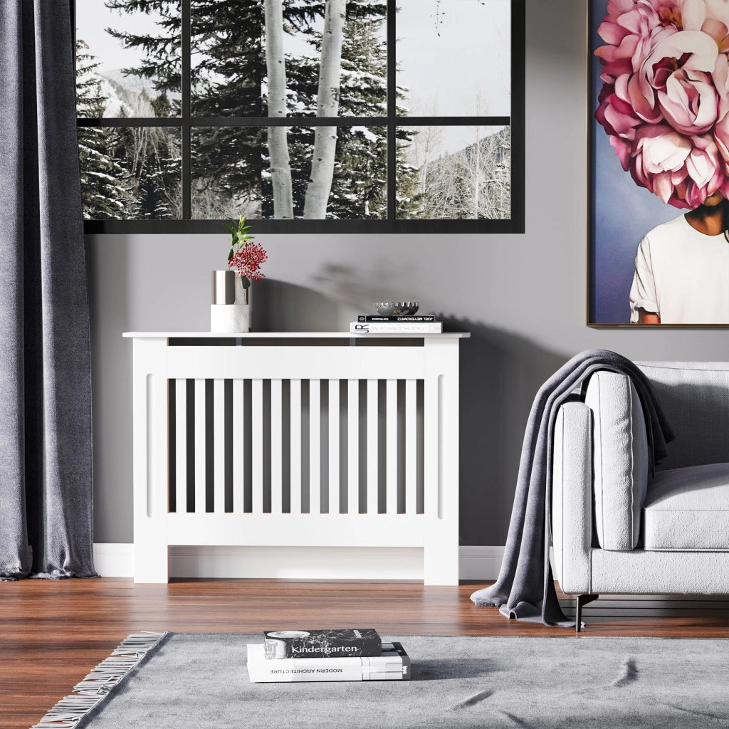 Copritermosifone in Legno MDF Bianco 112x19x81 cm