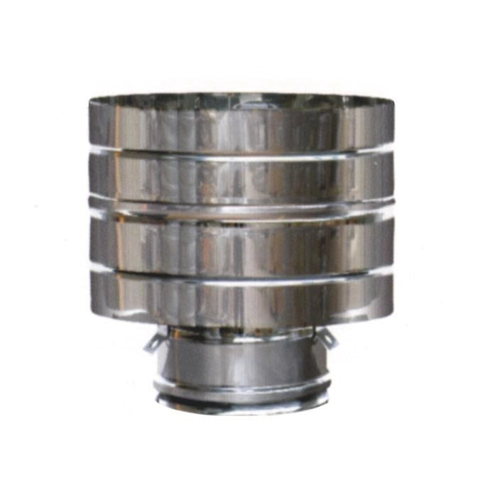 MARAL TERMINALE PARAVENTO INOX 10-15 DP DOPPIA PARETE AISI 316L-V2 INTERNO AISI 304 ESTERNO LUCIDO ISOLAMENTO LANA DI ROCCIA 25 MM PROTEZIONE ANTIVENTO colore Acciaio