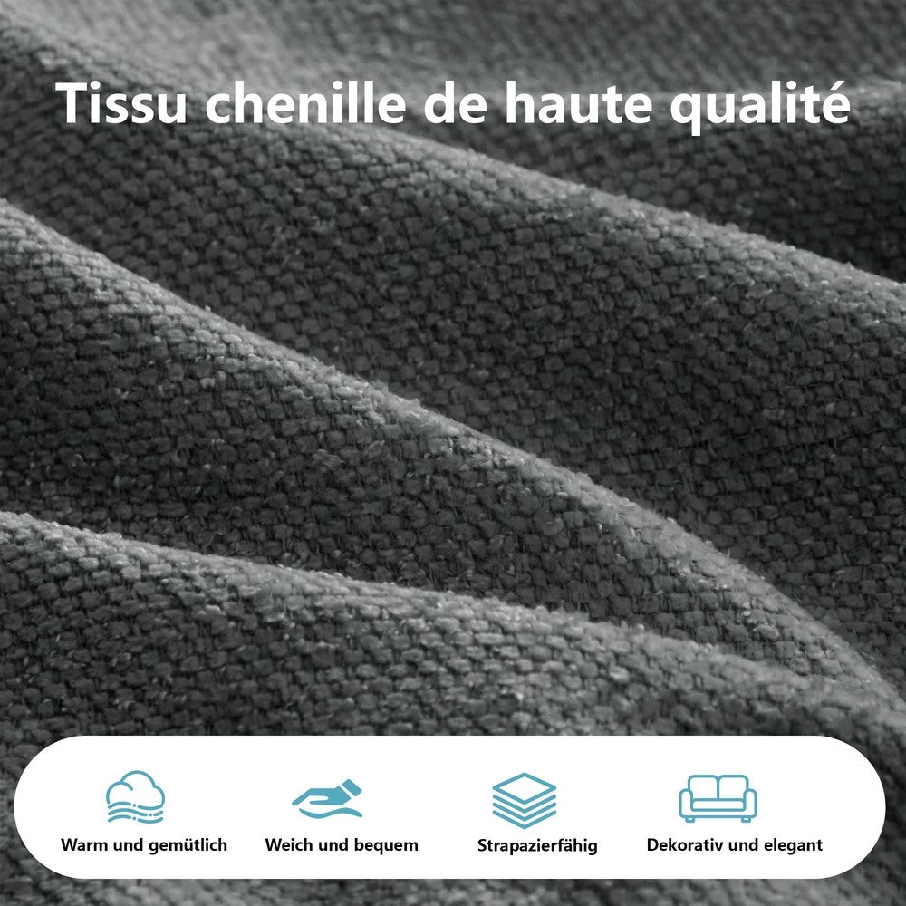 Divano Angolare Modulare Chaise Longue con Cuscini ¨C Xylo ¨C Chenille Grigio