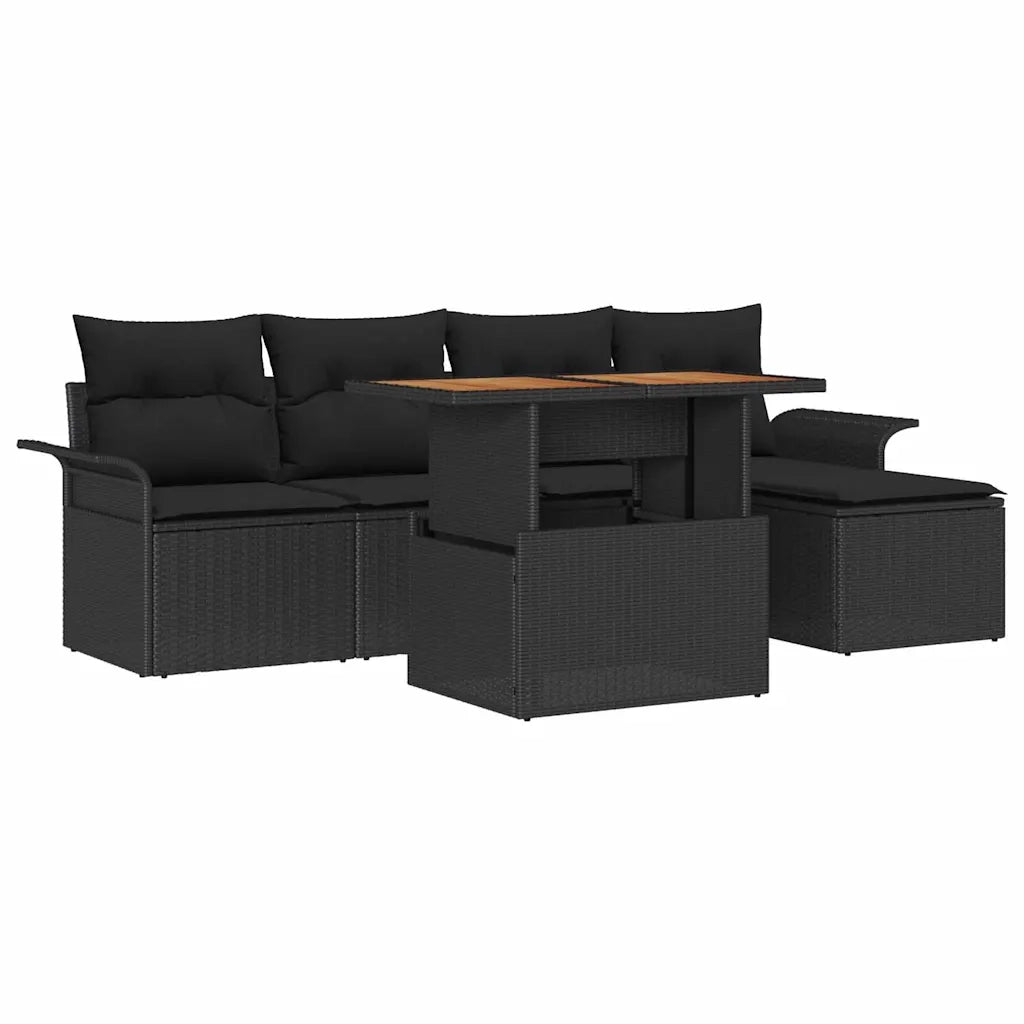 Set Divano da Giardino con archiviazione 6 pcs Nero Poly Rattan 3358060