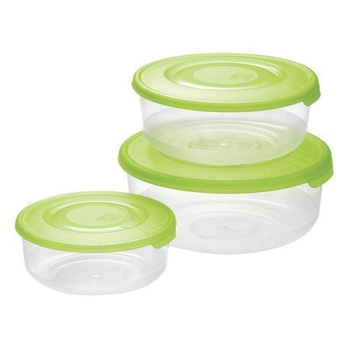 Tontarelli 8005989264391 Family Food Set 3 Contenitori per Alimenti Tondi 1,7 L 1 L 0,5 L Microonde Congelatore colore Verde