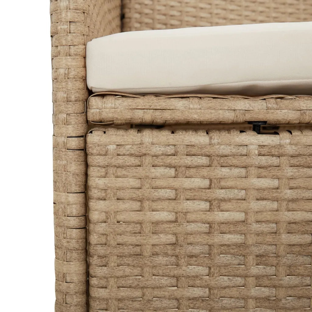 Set da Pranzo da Giardino 5 pz con Cuscini Beige in Polyrattan 3157562