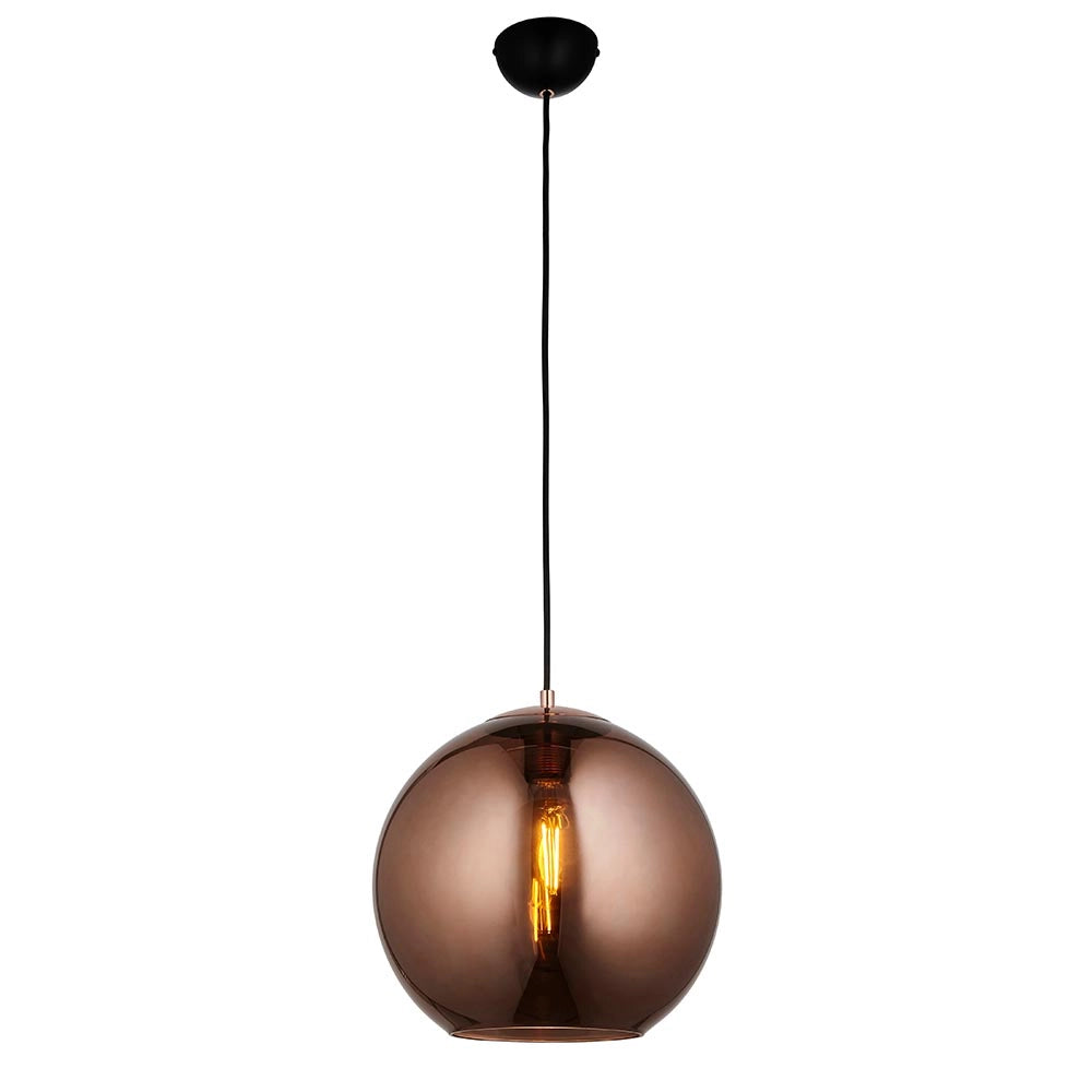 Lampada a sospensione moderna rame sfera vetro E27 Endon BOLI