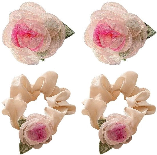 Accessori per capelli fioriti - 2 pezzi - 8 cm