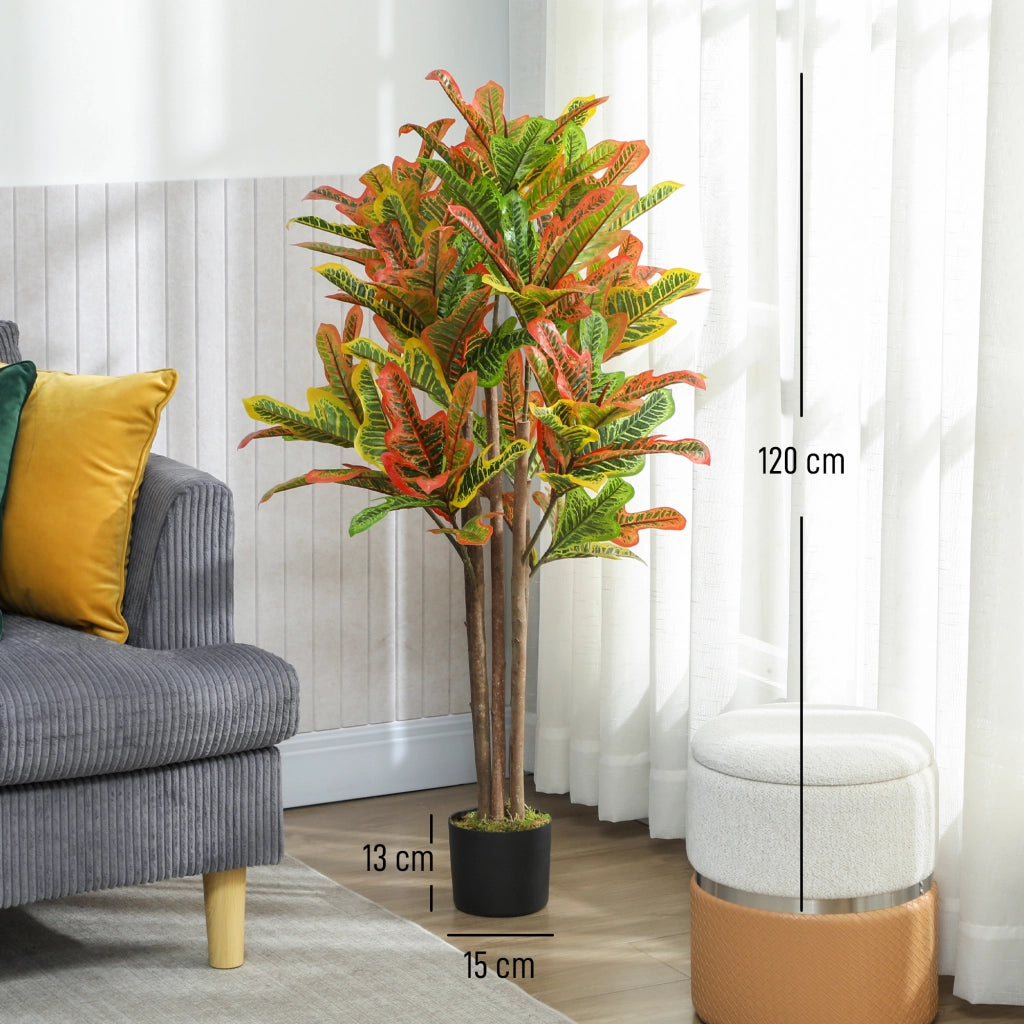 Pianta Artificiale Croton ¨C zephmum ¨C 120 cm Multicolor con Vaso
