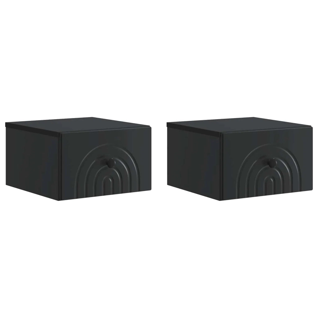 Set di 2 Comodini | Armadio da Notte | Mobiletto da notte a muro Nero 33 x 34,5 x 20 cm