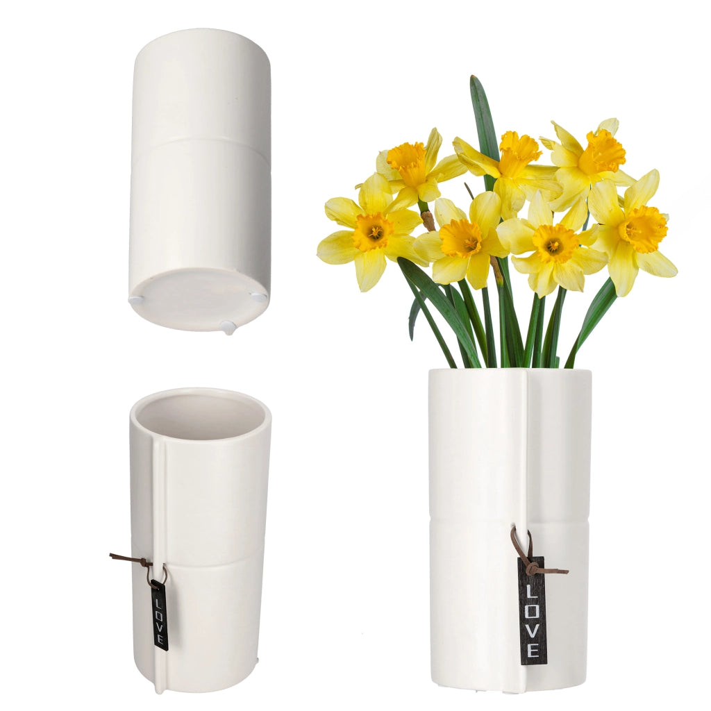 Vaso da fiori in ceramica KADAX, bianco, rotondo, 11 cm
