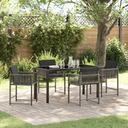 Set da Pranzo per Giardino 5 pcs Grigio polyrattan