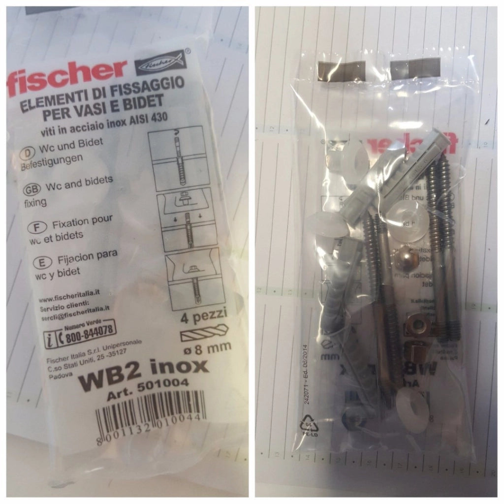 Tasselli Di Fissaggio Per Sanitari Vaso Wc Bidet Wb 2 Inox Set 5 Pezzi - Fischer