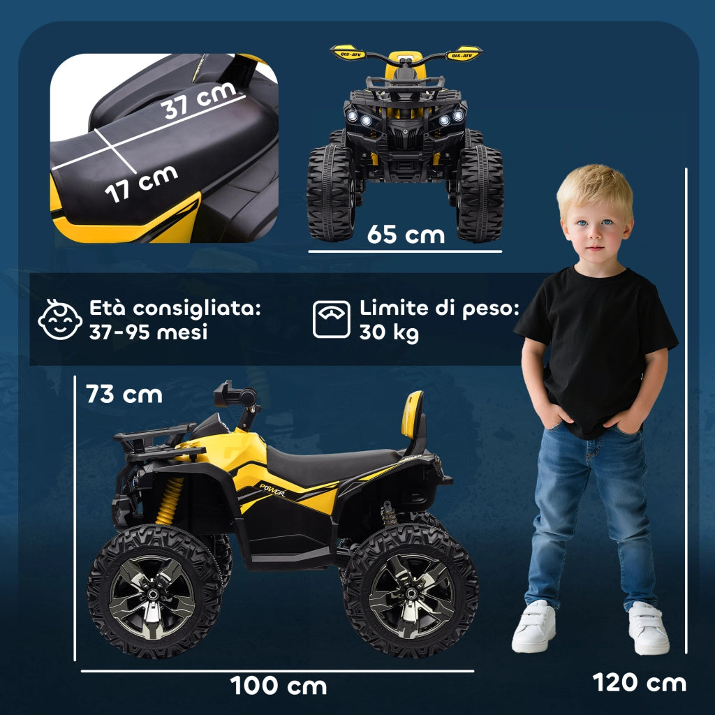 Quad Elettrico per Bambini 12V ¨C Minimal ¨C Giallo 100x65x73