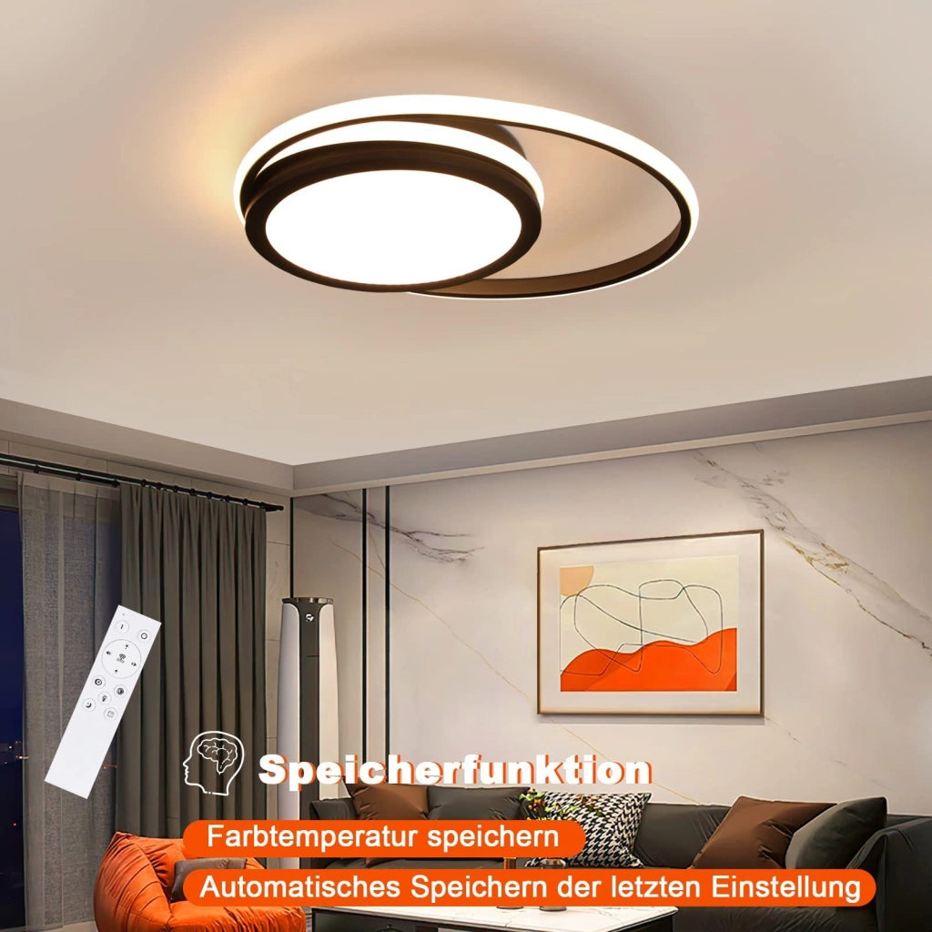 ZMH Lampada da soffitto plafoniera LED moderna 2 anelli 56W stella telecomando