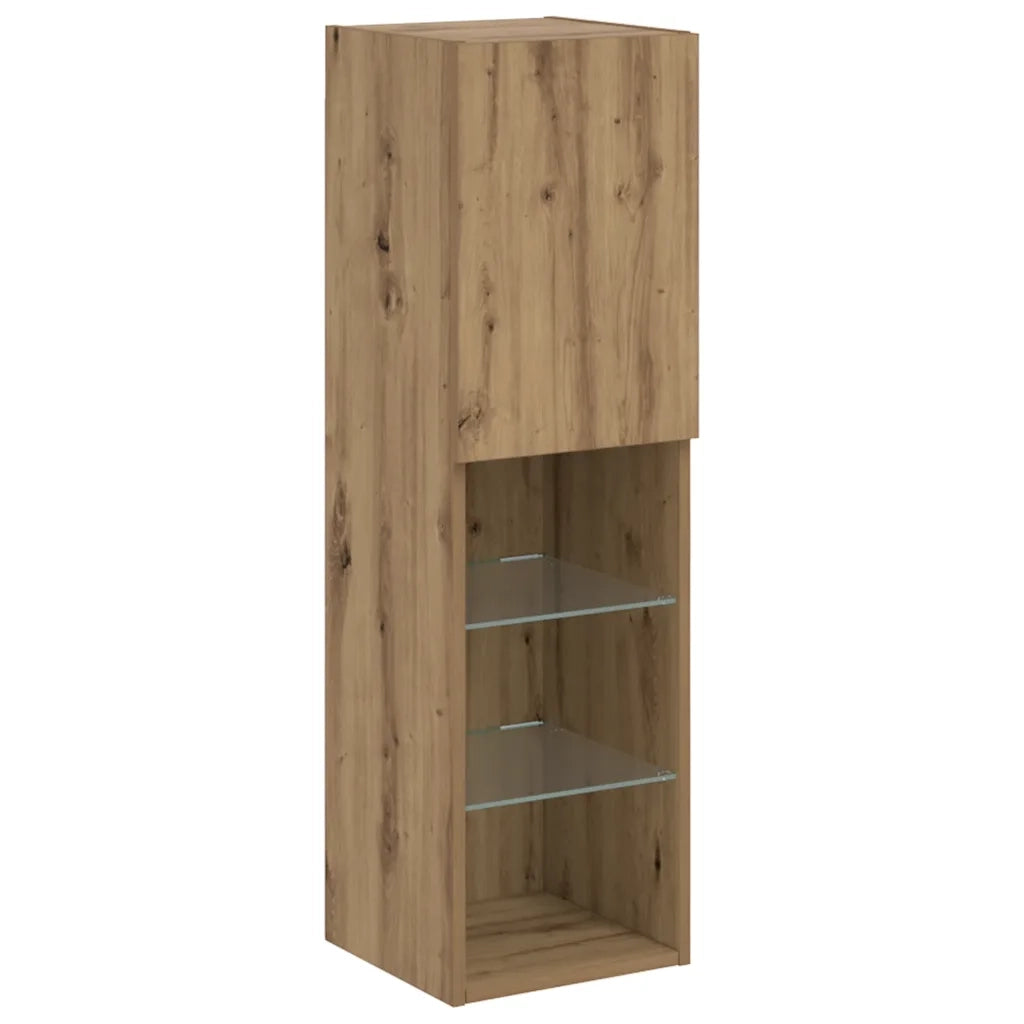 Mobile TV con Luci LED Rovere Artigianale 30,5x30x102 cm 857678