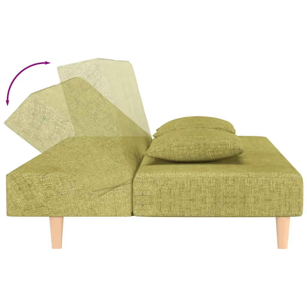 Divano Letto a 2 Posti con 2 Cuscini Verde in Tessuto 375894